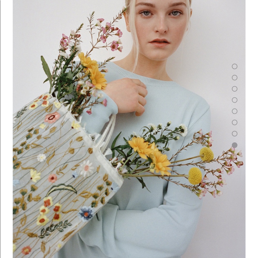 Zara tulle floral embroidered bag